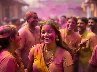 People celebrating the holi festival 