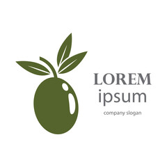 green olive fruit logo design on a stalk