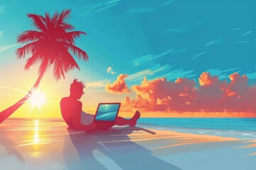 Achieving Work-Life Harmony in the Digital Age: The Integration of Remote Work Benefits, Digital Strategies, and Freelance Opportunities - obrazy, fototapety, plakaty