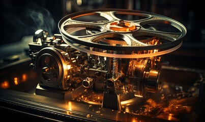 Close Up of Film Projector on Table