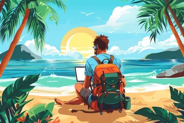 Fototapeta premium Unlocking Financial Freedom: Strategies for Early Retirement, Nomadic Wealth, and Engaging in Digital Entrepreneurship Worldwide
