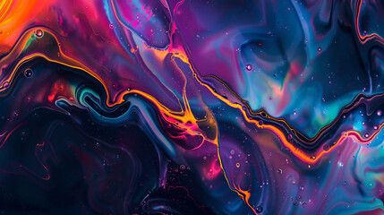 Abstract and psychedelic swirls of liquid paint. Bright acrylic background ,A vibrant and abstract fluid painting with a multitude of colors blending together
 - obrazy, fototapety, plakaty