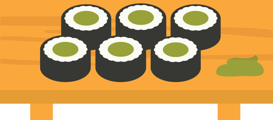 Japanese wasabi sushi rolls - 764597130