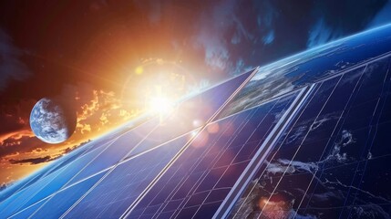 Fototapeta premium Solar energy and wind turbines