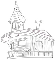 Charming teapot-shaped house with a cozy turret.