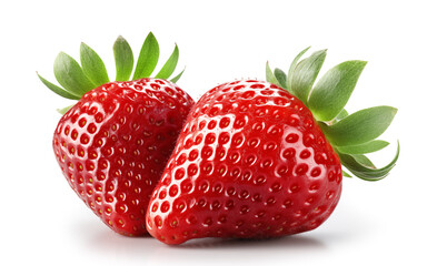 strawberries isolated on white background. One strawberry