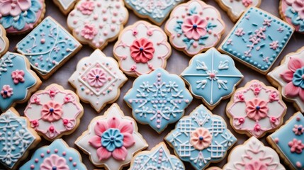 Fototapeta na wymiar Decorated cookies, heart shaped candy