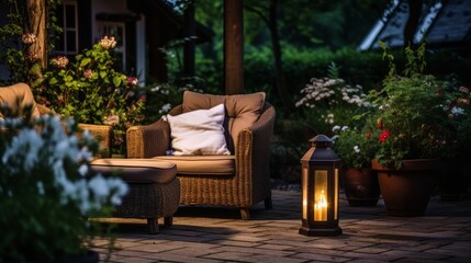 Obraz premium Living corner in the garden outside the house. 