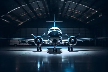 Foto op Plexiglas Oud vliegtuig a plane in a hangar