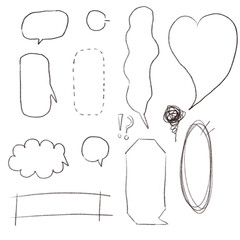 Hand draw text box line for note book, cartoon, cute note pad.