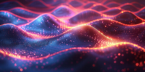 Blurred fiber optics strings in abstract background