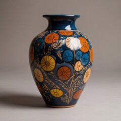 A beautiful and different vase with different shapes drawn on it
