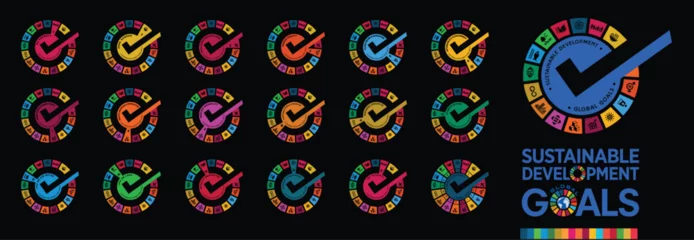 Fotobehang Sustainable Development global goals vector design. Goals icon set. SDG'z Design resource. Corporate social responsibility. Sustainable Development for a better world. Vector illustration. © MintArt