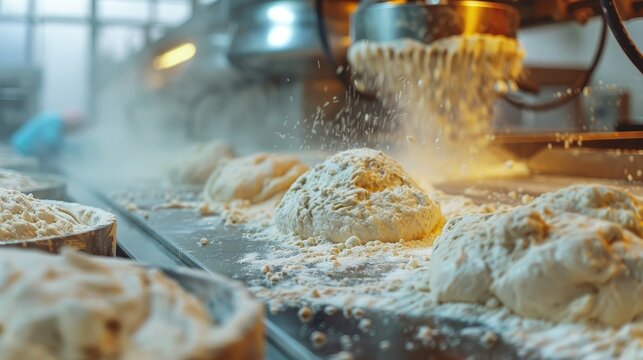  Dough preparation in an industrial bakery,