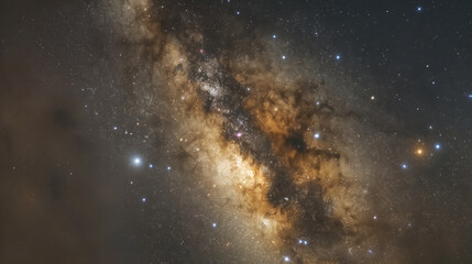Close-up of Milky way galaxy with stars and space dust in the universe.