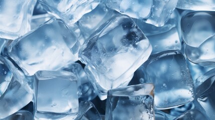 Crystal clear ice cubes as background