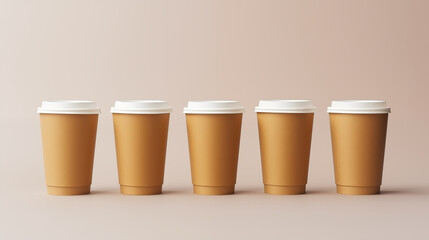 Coffee paper cup on background, text space, front view, plastic free concept