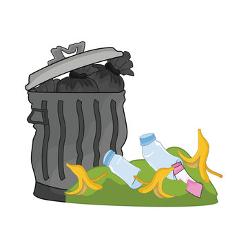 illustration of trash bin full
