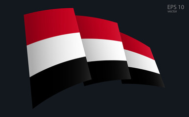 Waving Vector flag of Yemen. National flag waving symbol. Banner design element.
