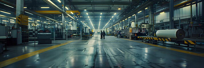 An In-depth Snapshot of Day Shift Operations in a bustling Industrial Factory - obrazy, fototapety, plakaty
