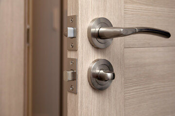 Installing a new door handle, closeup shot. - 764606710