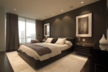 A modern minimalist bedroom - obrazy, fototapety, plakaty