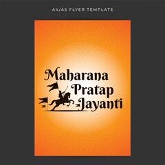 Vector illustration of Happy Maharana Pratap Jayanti social media feed A4 template