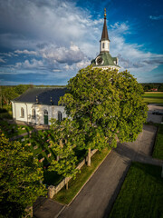 Scenic view of a Swedish church in the summer season,