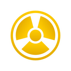 Yellow circle dangerous nuclear radiation sign icon flat vector design