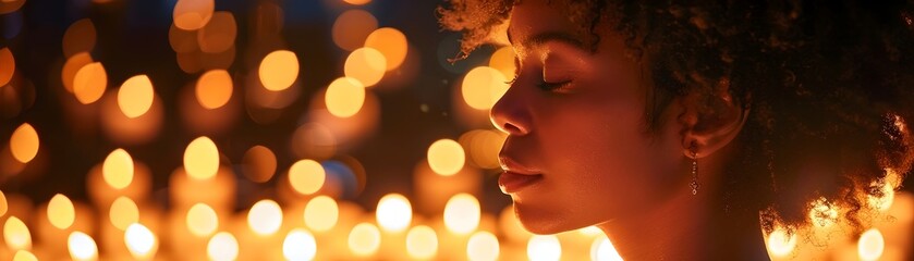 A Woman's Inward Journey Illuminated by Candlelight During a Silent Retreat