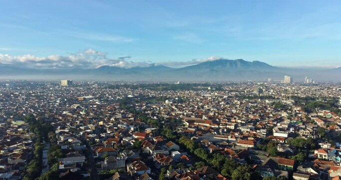 aerial bandung muntain in distance dolly back