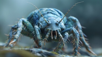 Intricate 3D Visualization of a Dust Mite,Unseen Inhabitants of Our Microscopic World - obrazy, fototapety, plakaty
