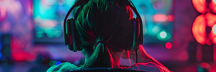 Fototapeta premium Woman live streaming her video game session