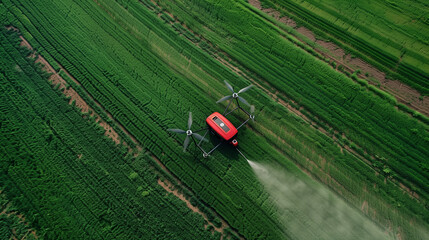 Drone flying and spraying fertilizer on the agriculture fields::3 