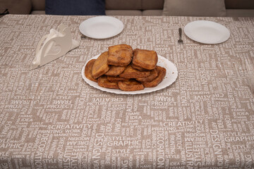 Homemade Torrijas Served on Table