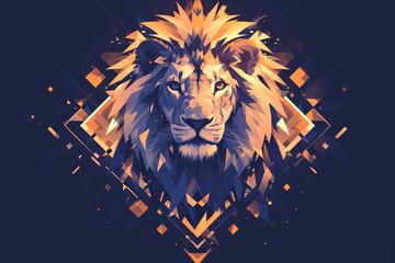A lion's head composed of geometric shapes