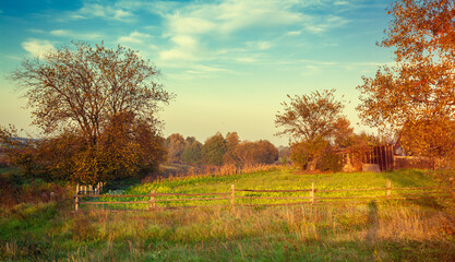 The countryside in the early morning. Rural landscape - 764614595
