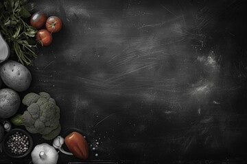 Blank Blackboard food and vegetable background