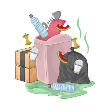 Illustration of trash bin 