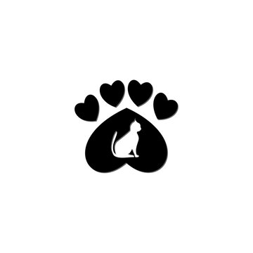 Paw print cat icon isolated on transparent background