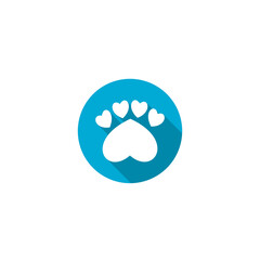Paw print heart icon isolated on transparent background
