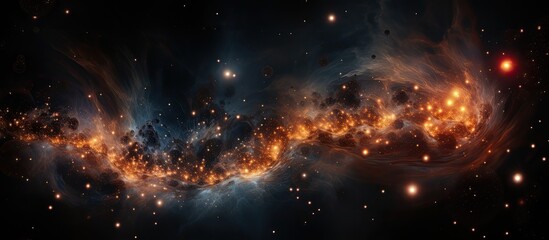Fototapeta na wymiar A vibrant and colorful nebula filled with various gases and dust particles floating in outer space