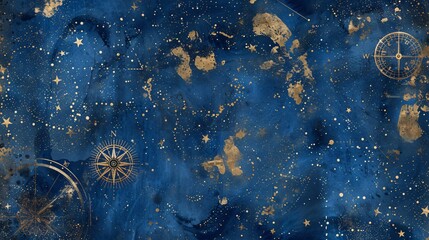 A background of a deep blue with stars and constellations - obrazy, fototapety, plakaty