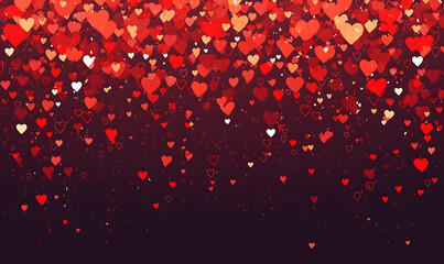 Beautiful red hearts on black background, Generative AI 