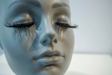 mannequin head with lashes for training