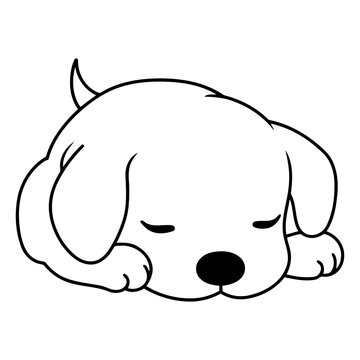 Illustration of a Cute Puppy Sleeping on a White Background