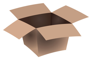 Gift and delivering concept. Empty carton brown stylized box. Vector