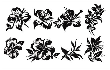 Obraz premium Vector set of flowers on a white background