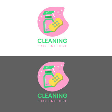 Simple Minimalist glass clener with soap for Cleaning Service Logo Design Vector