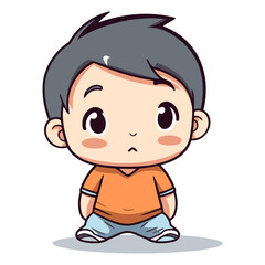 Cute little boy in orange t-shirt.